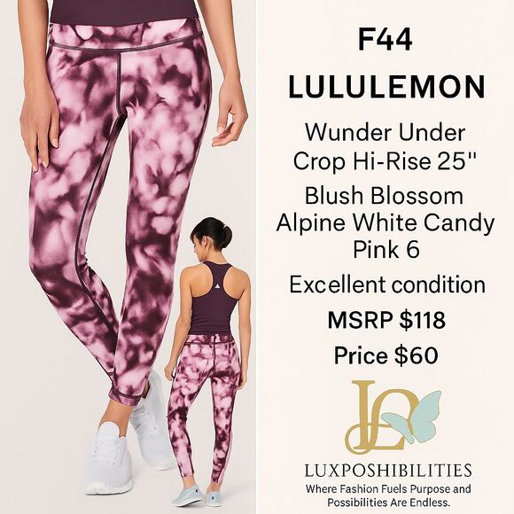 Lululemon F44 Train Times 7/8 Leggings Size 6Blush Blossom Alpine - Picture 1 of 5